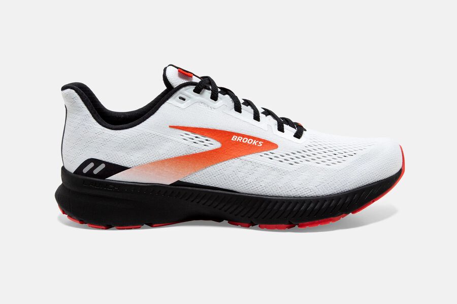 Launch 8 Road Brooks Running Shoes NZ Mens - White/Black/Red - JQWODB-781